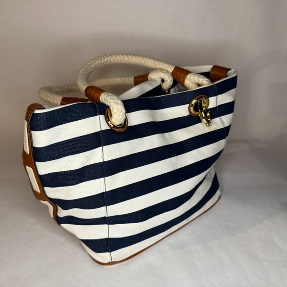 MICHAEL Michael Kors Navy and White Striped Tote - Picture 5 of 13